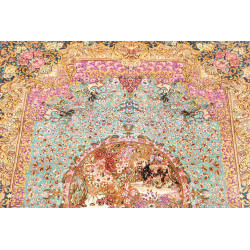 Tappeto Ghom Seta Persia 82x120 Turchese Blu Or