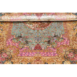 Tappeto Ghom Seta Persia 82x120 Turchese Blu Or