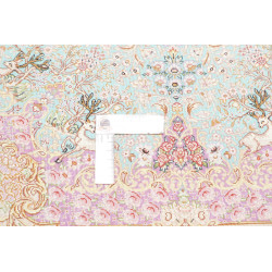 Tappeto Ghom Seta Persia 82x120 Turchese Blu Or