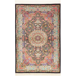 Tappeto Ghom Seta Persia 100x155 Nero Rosa Cipr