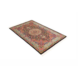 Tappeto Ghom Seta Persia 100x155 Nero Rosa Cipr