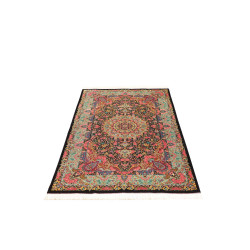 Tappeto Ghom Seta Persia 100x155 Nero Rosa Cipr