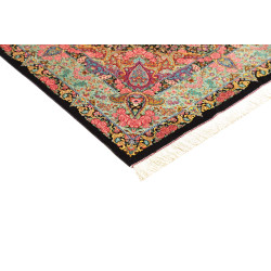 Tappeto Ghom Seta Persia 100x155 Nero Rosa Cipr