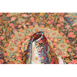 Tappeto Ghom Seta Persia 100x155 Nero Rosa Cipr