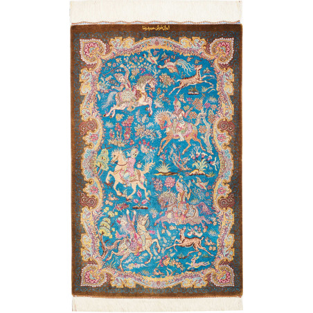 Tappeto Ghom Seta Persia 58x90 Azzurro Turchese