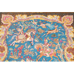 Tappeto Ghom Seta Persia 58x90 Azzurro Turchese