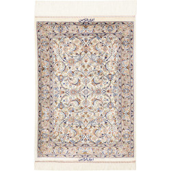 Tappeto Ghom Seta Persia 58x83 Avorio Blu Pesca