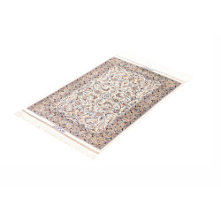 Tappeto Ghom Seta Persia 58x83 Avorio Blu Pesca