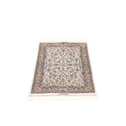 Tappeto Ghom Seta Persia 58x83 Avorio Blu Pesca