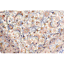 Tappeto Ghom Seta Persia 58x83 Avorio Blu Pesca