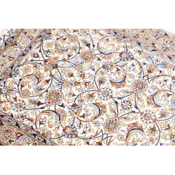 Tappeto Ghom Seta Persia 58x83 Avorio Blu Pesca