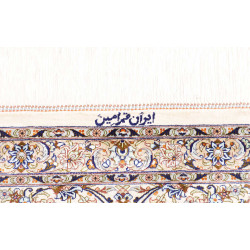 Tappeto Ghom Seta Persia 58x83 Avorio Blu Pesca