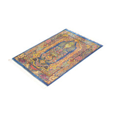 Tappeto Ghom Seta Persia 59x90 Blu Zaffiro Oro