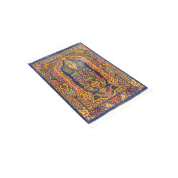 Tappeto Ghom Seta Persia 59x90 Blu Zaffiro Oro