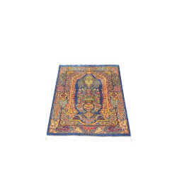 Tappeto Ghom Seta Persia 59x90 Blu Zaffiro Oro