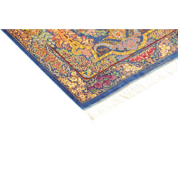 Tappeto Ghom Seta Persia 59x90 Blu Zaffiro Oro