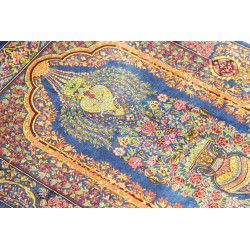 Tappeto Ghom Seta Persia 59x90 Blu Zaffiro Oro