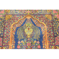 Tappeto Ghom Seta Persia 59x90 Blu Zaffiro Oro