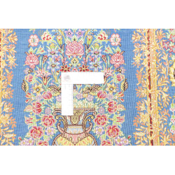 Tappeto Ghom Seta Persia 59x90 Blu Zaffiro Oro