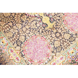 Tappeto Ghom Seta Persia 78x128 Blu Notte Oro R