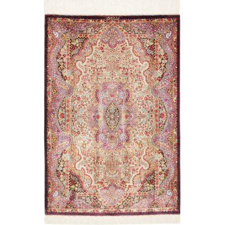 Tappeto Ghom Seta Persia 80x121 Crema Viola Bor