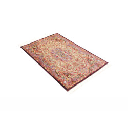 Tappeto Ghom Seta Persia 80x121 Crema Viola Bor