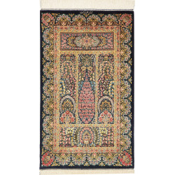 Tappeto Ghom Seta Persia 57x97 Blu Notte Oro An