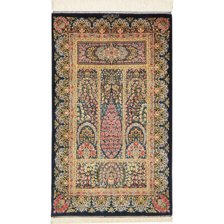 Tappeto Ghom Seta Persia 57x97 Blu Notte Oro An