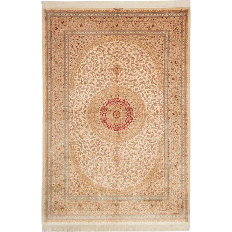Tappeto Ghom Seta Persia 161x237 Crema Oro Ross