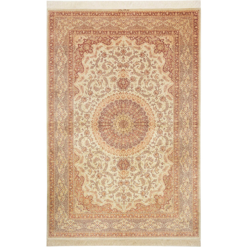 Tappeto Ghom Seta Persia 160x243 Crema Beige Te