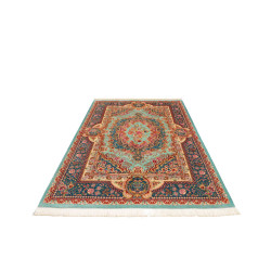 Tappeto Ghom Seta Persia 159x233 Turchese Rosso