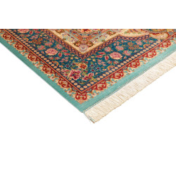 Tappeto Ghom Seta Persia 159x233 Turchese Rosso