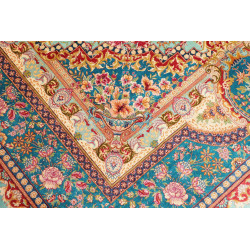Tappeto Ghom Seta Persia 159x233 Turchese Rosso