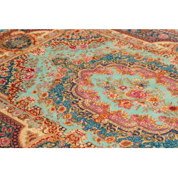 Tappeto Ghom Seta Persia 159x233 Turchese Rosso