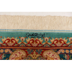 Tappeto Ghom Seta Persia 159x233 Turchese Rosso