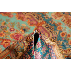 Tappeto Ghom Seta Persia 159x233 Turchese Rosso