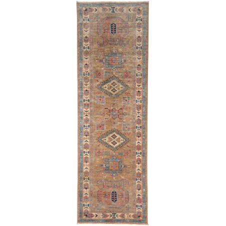 Tappeto Kazak Fine Pakistan 76x249 Marrone Blu