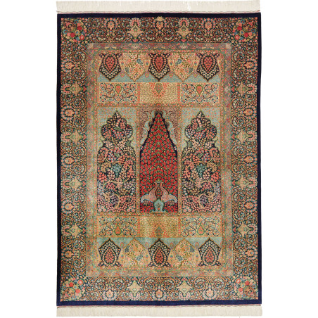 Tappeto Ghom Seta Persia 139x200 Blu Notte Ross