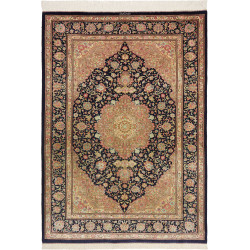 Tappeto Ghom Seta Persia 136x192 Blu Navy Oro B