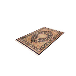 Tappeto Ghom Seta Persia 136x192 Blu Navy Oro B