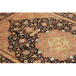 Tappeto Ghom Seta Persia 136x192 Blu Navy Oro B
