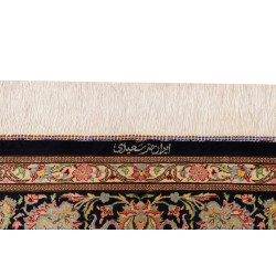 Tappeto Ghom Seta Persia 136x192 Blu Navy Oro B
