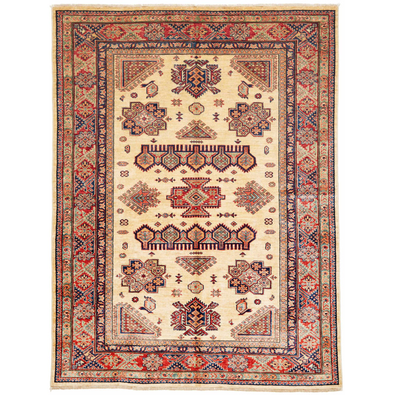 Tappeto Kazak Fine Pakistan 150x200 Crema Rosso