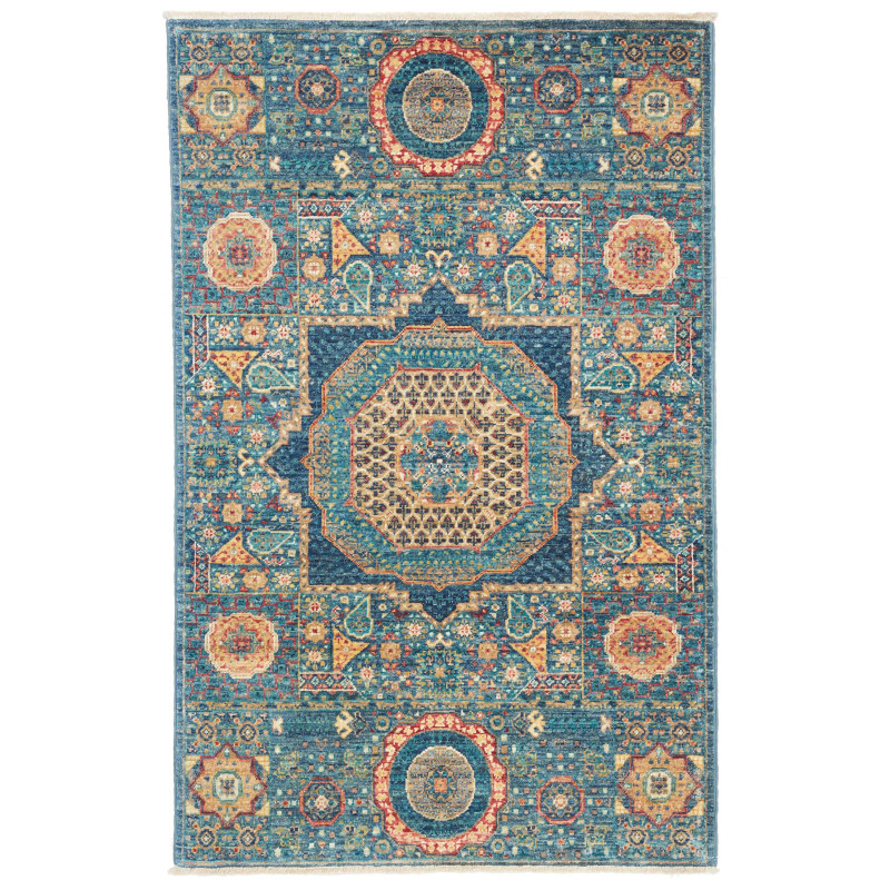 Tappeto Mamlouk Pakistan 80x126 Blu Ottanio Ara