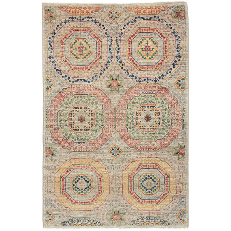 Tappeto Mamlouk Pakistan 79x124 Beige Blu Rosso