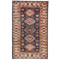 Tappeto Kazak Fine Pakistan 94x150 Blu Scuro Av
