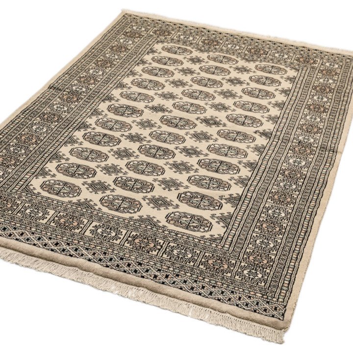 Tappeto Bokhara geometrico beige e nero 150x240