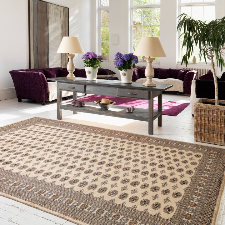 Rug Bokhara geometric beige and black 170x240 cm