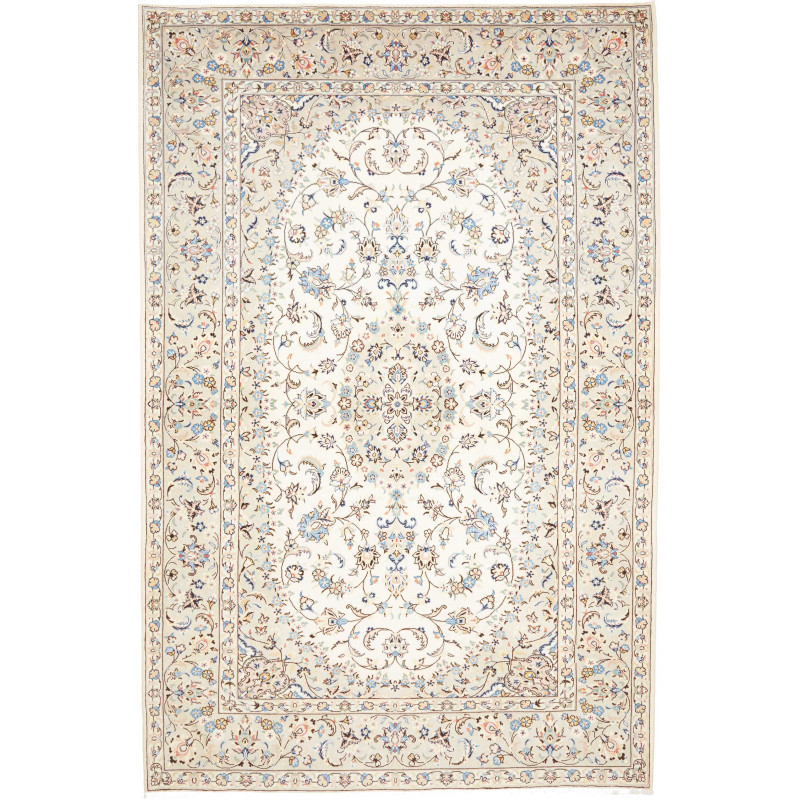 Tappeto Kashan Persia 200x305 Crema Beige Blu C
