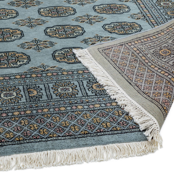 Tappeto Bokhara stilizzato azzurro beige marrone